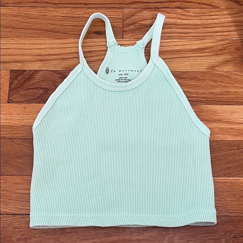 Mint Green Ribbed Halter Crop Top